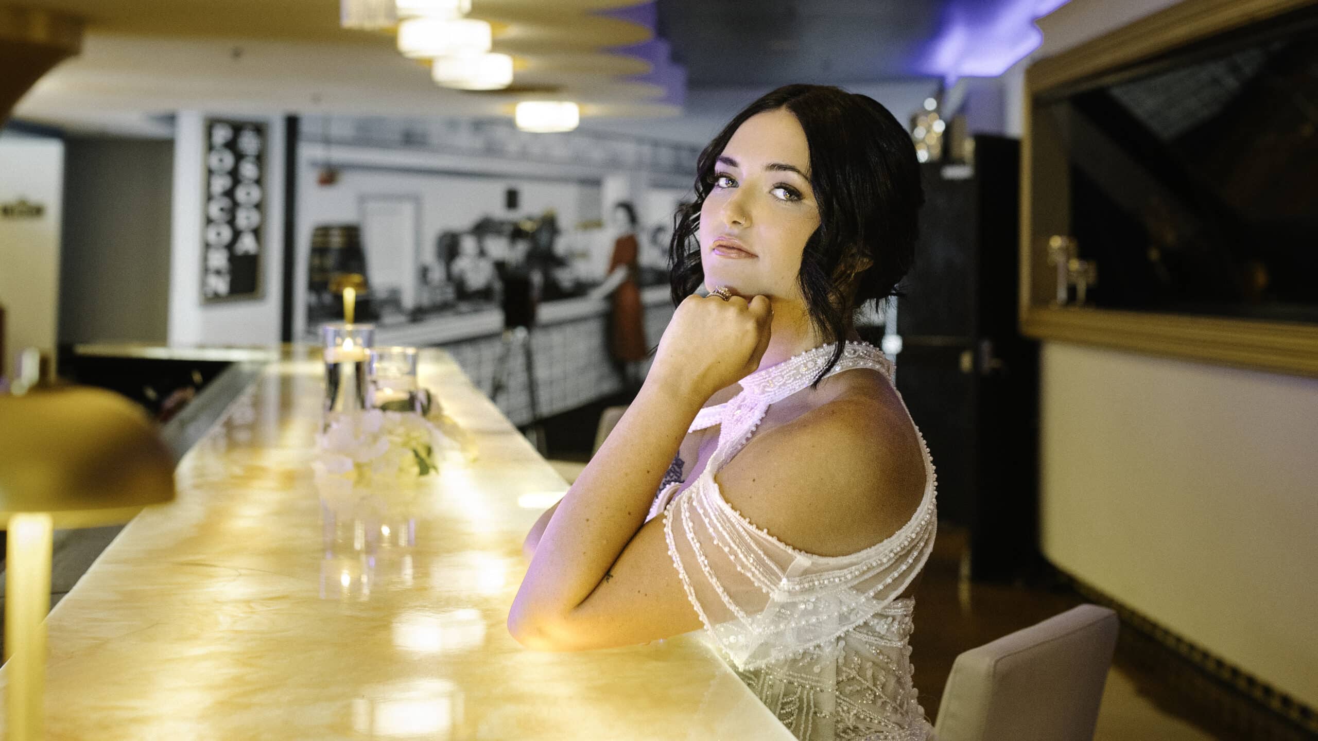 Bride at the bar